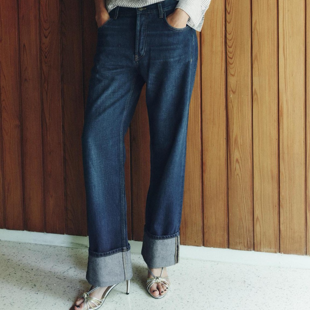 Zara Relaxed Foldup Mid Waist Jeans